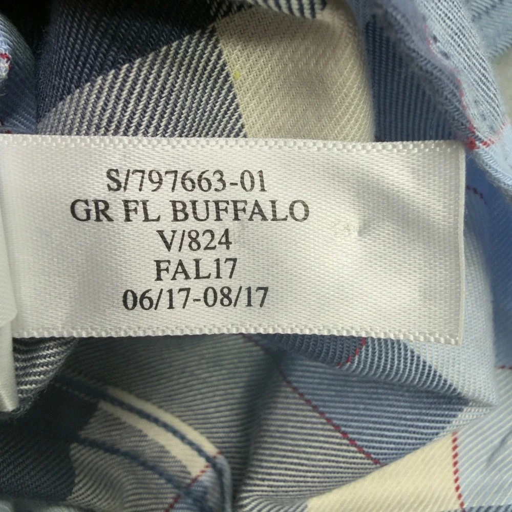 Banana‎ Republic Mens Luxe Flannel Grant Fit Blue Buffalo Plaid Shirt M